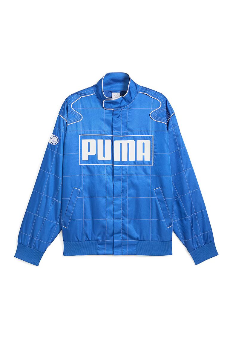 Puma Унисекс уголемено яке с лого - Бял/Избеляло черно