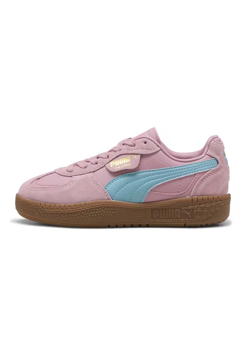 Puma Велурени маратонки Palermo Moda с еко кожа - Бял/Черен/Светло