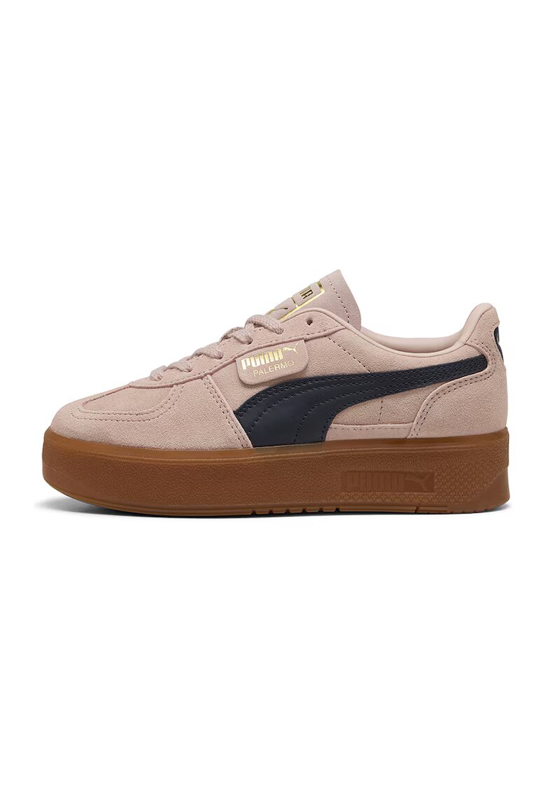 Puma Велурени спортни обувки Palermo Elevata с равна платформа - Бял/Златист/Черен