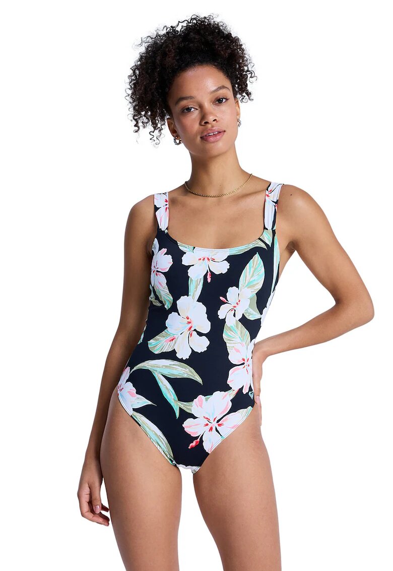 Roxy Цял бански с флорален принт - Бял/Ултрамарин синьо
