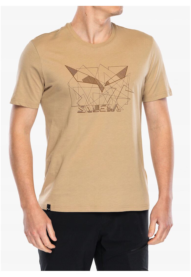 Salewa Мъжка тениска - Eagle Geometric - принт - quicksand - памук