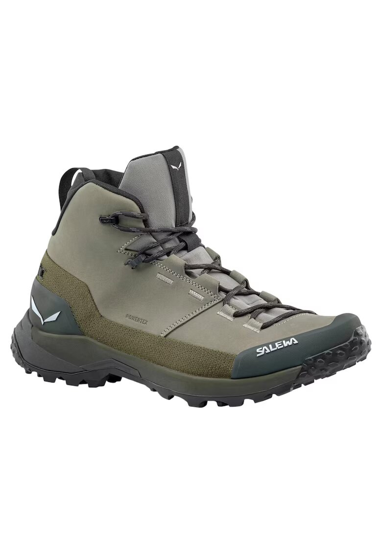 Salewa Мъжки трекинг обувки Puez Leather Mid Powertex - Сив/Каки