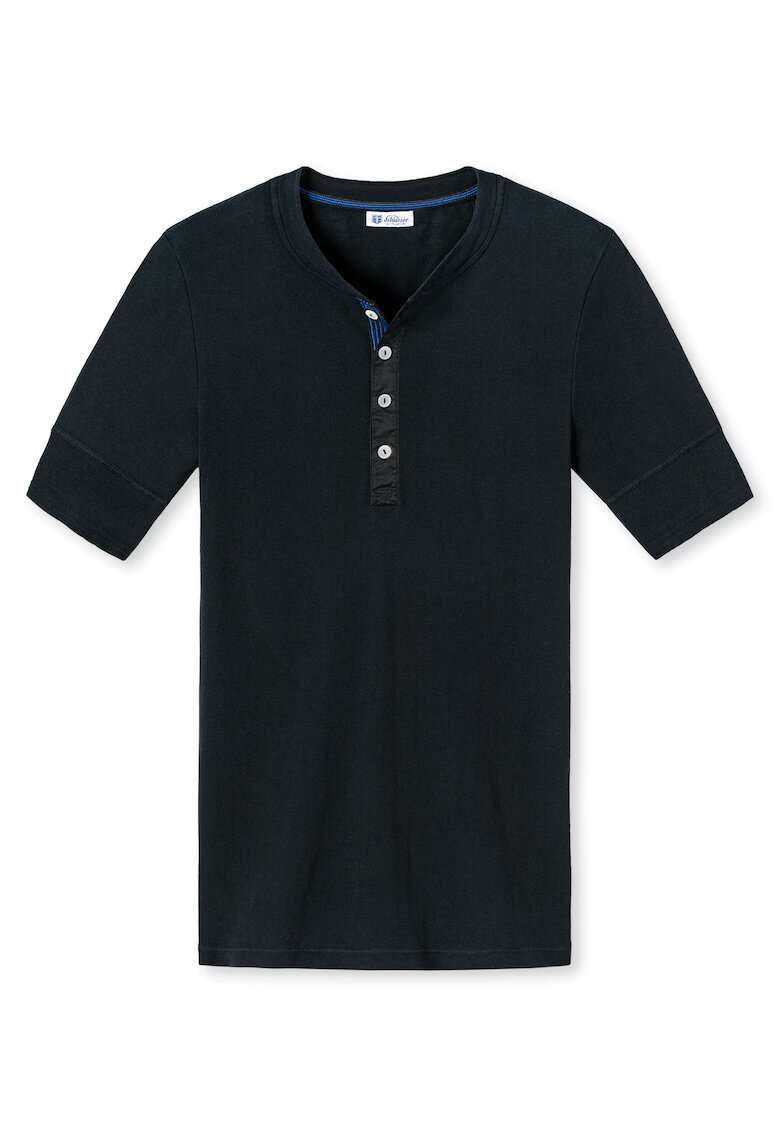 SCHIESSER REVIVAL Памучна тениска с деколте Henley