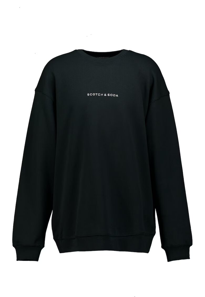 Scotch  Soda Памучен суитшърт с овално деколте - Бледозелен