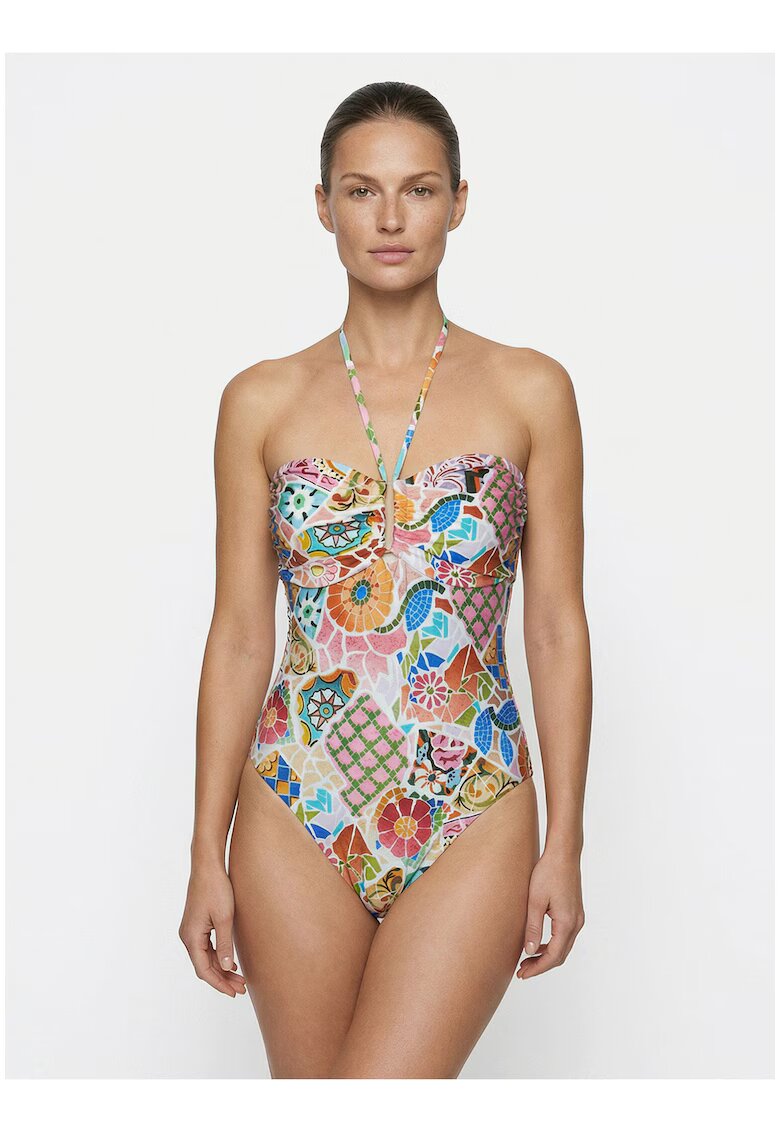 SEAFOLLY Дамски бански костюм - розов - графичен - найлон-еластан