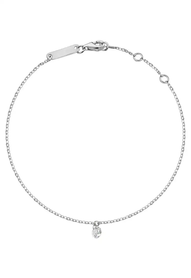 Sereine Гривна Wispy от бяло злато 14K с 1 естествен диамант 0.10 кт - 17 см