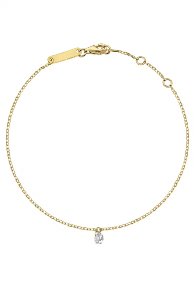 Sereine Гривна Wispy от жълто злато 14K с 1 естествен диамант 0.10 кт - 17 см