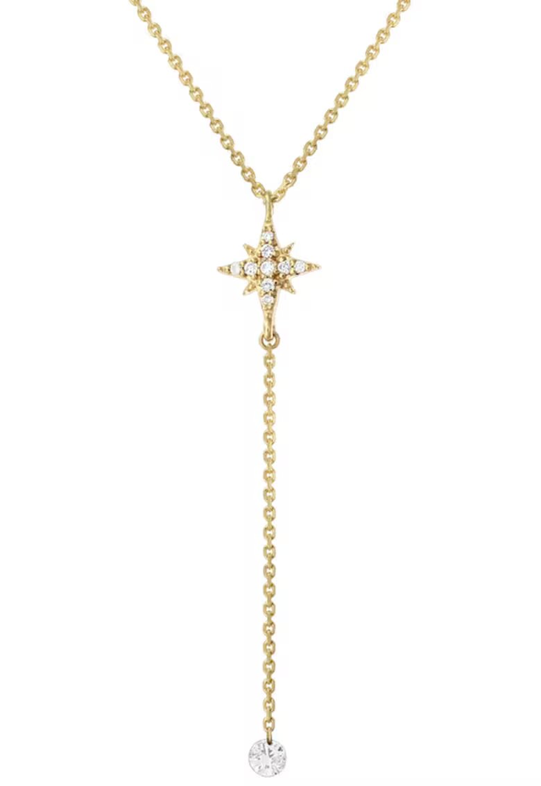 Sereine Колие Celestial от жълто злато 14K с 10 естествени диаманта 0.15 кт - 42 см