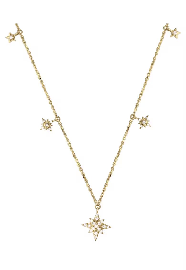 Sereine Колие Celestial от жълто злато 14K с 29 естествени диаманта 0.15 кт - 32 см