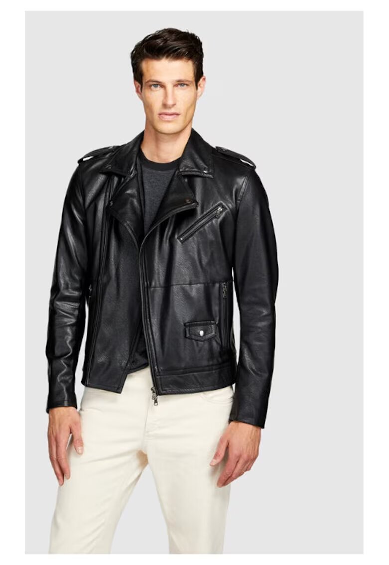 Sisley Мъжко яке - 69954 - Еко кожа - Черно
