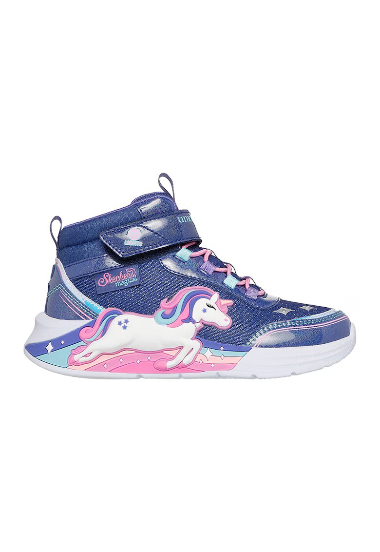 Skechers Бляскави спортни обувки Unicorn Chaser с LED светлини - Черен/Розово/Син