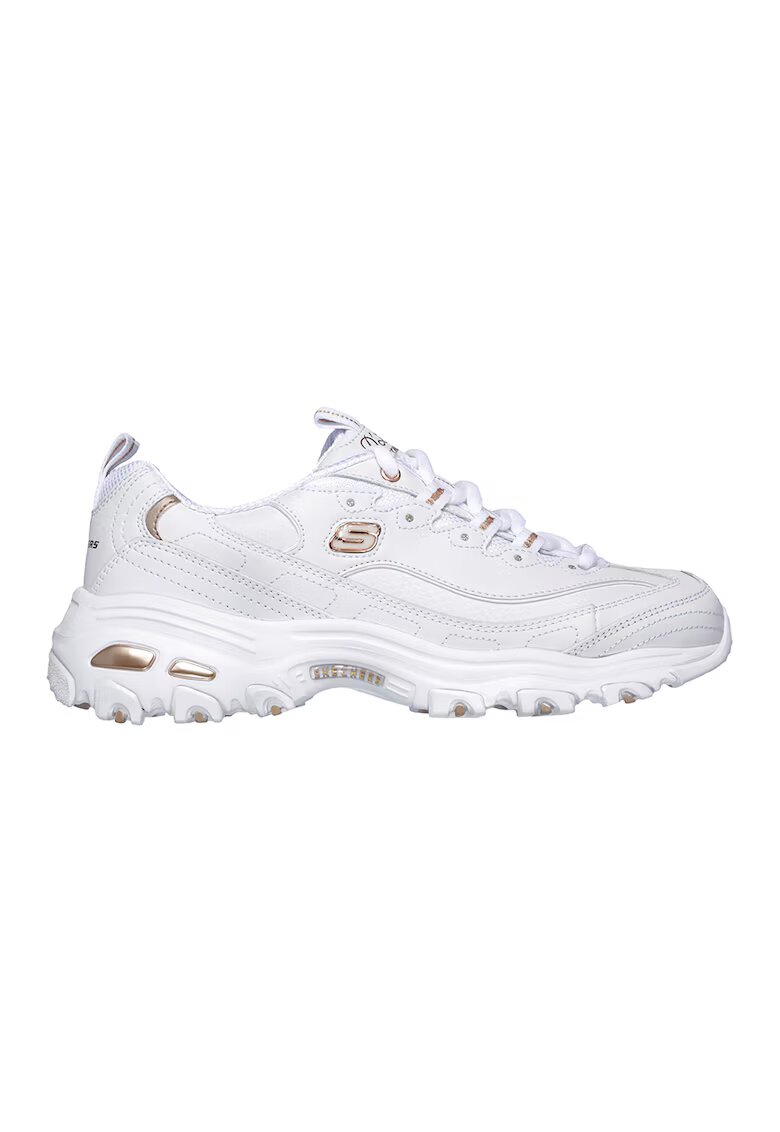 Skechers Кожени спортни обувки D'Lites Fresh Start с лого11 - Бял/Златист