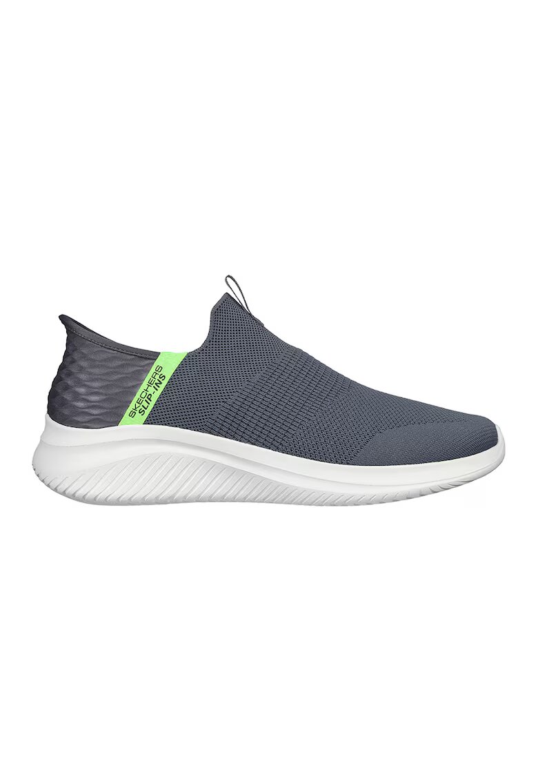 Skechers Мрежести обувки Ultra Flex без закопчаване - Въглен сиво/Лайм зелено