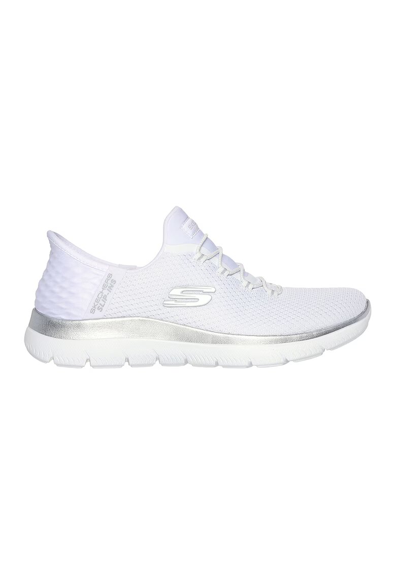 Skechers Мрежести спортни обувки Diamond Drea Slip-Ins с лого - Бял/Сребрист