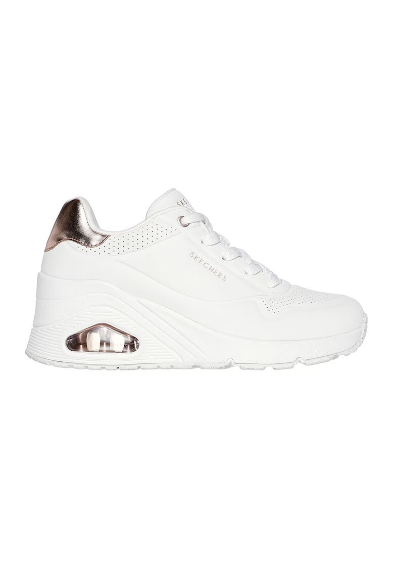 Skechers Скосени спортни обувки от еко кожа - Златист/Черен