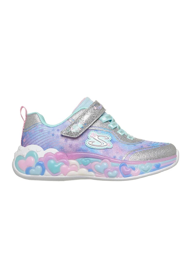 Skechers Спортни обувки S-Lights с бутон On-Off - Индигово синьо/Розово/Сребрист