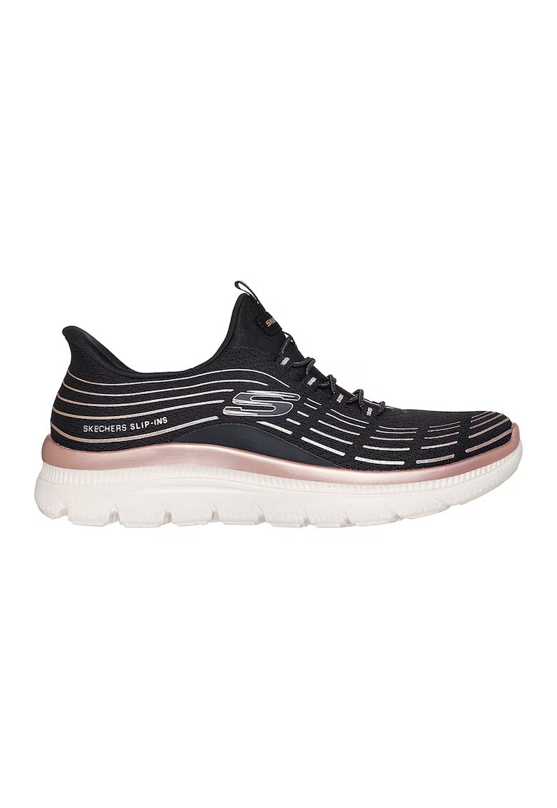 Skechers Спортни обувки Summits Plus Soft Luster Slip-Ins с контрасти - Черен/Прашно розово