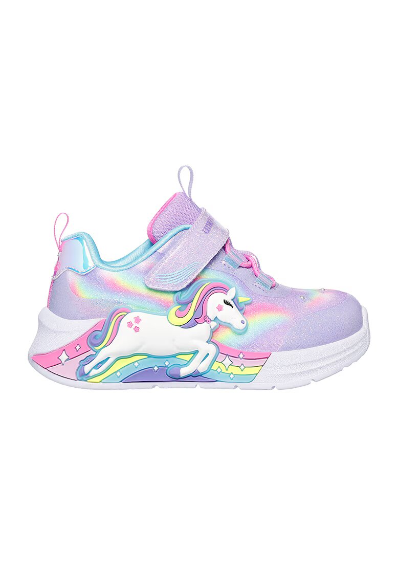 Skechers Спортни обувки Unicorn Chaser с LED светлини - Светлорозов/Светлосин