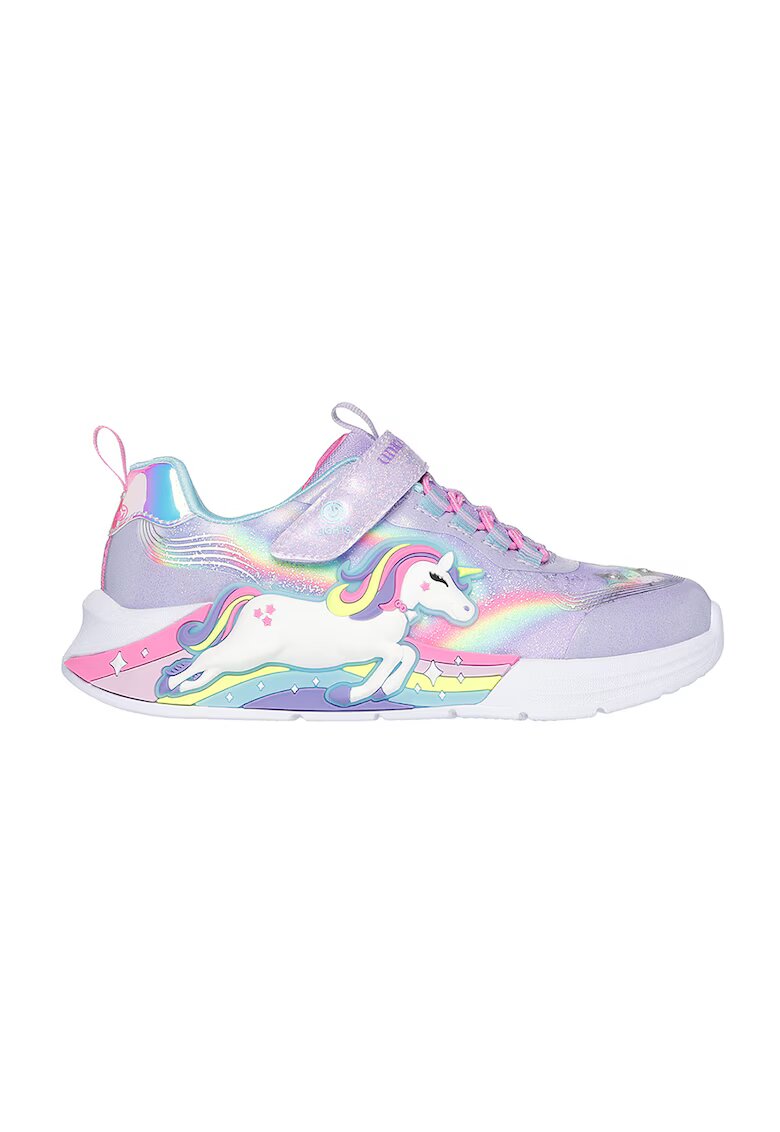 Skechers Спортни обувки Unicorn Chaser със светлини - Светлорозов/Светлосин