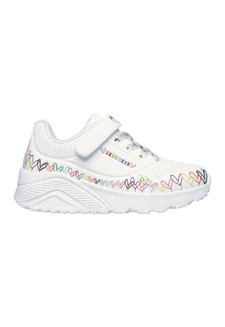 Skechers Спортни обувки Uno Lite- Heart Craze от еко кожа с принт - Черен/Жълт/Бял