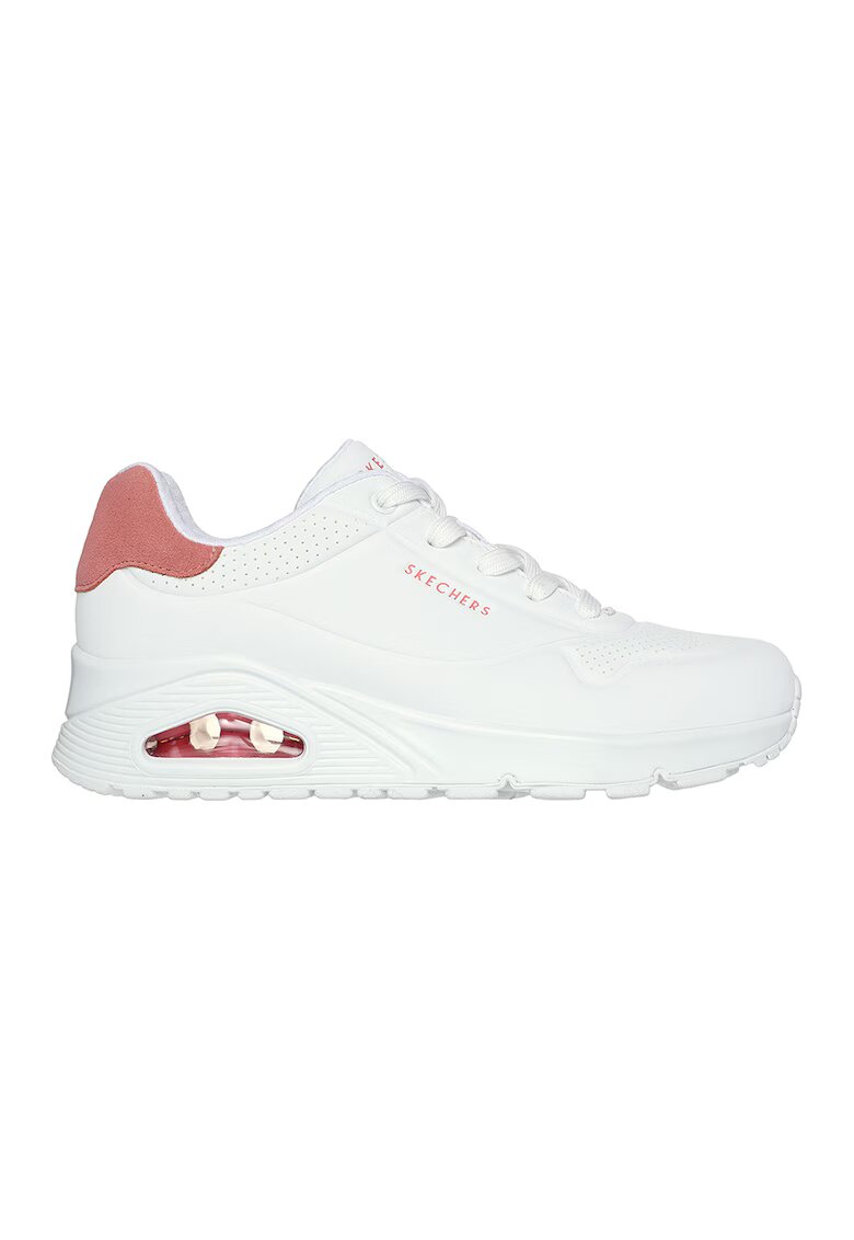 Skechers Спортни обувки Uno-Pop с велур - Корал/Бял