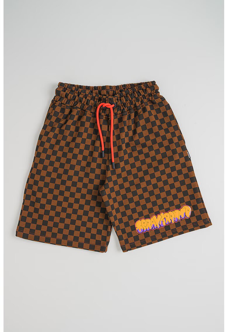 Sprayground Карирани шорти с връзка - Черен/Кафяв