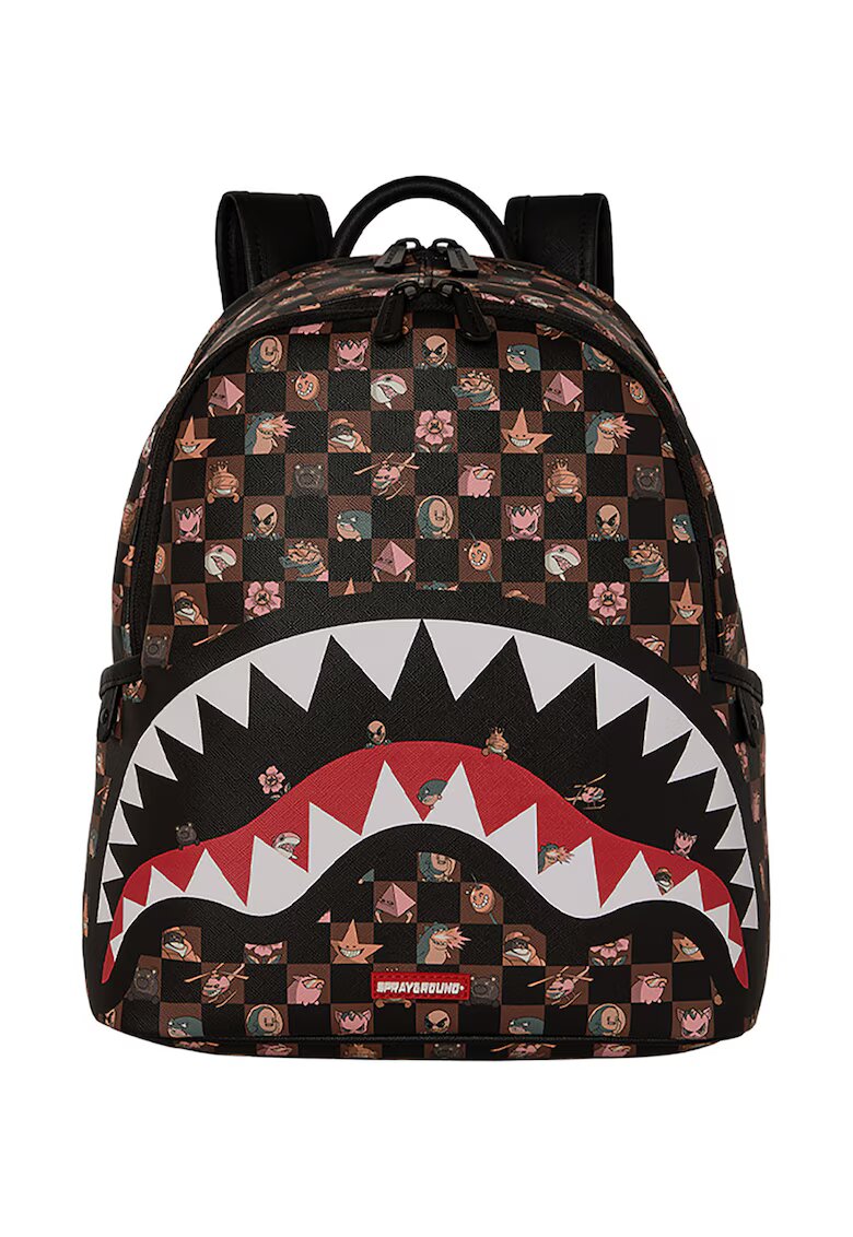 Sprayground Унисекс раница от еко кожа с десен - Червен/Черен/Кафяв