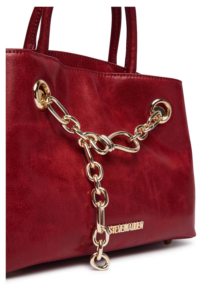 Steve Madden чанта за рамо от екологична кожа със златна метална верижка и метално лого - магнитно закопчаване с капси