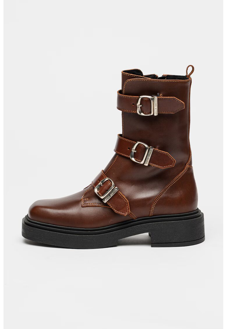 Steve Madden Кожени боти Clipper с квадратен връх и тока