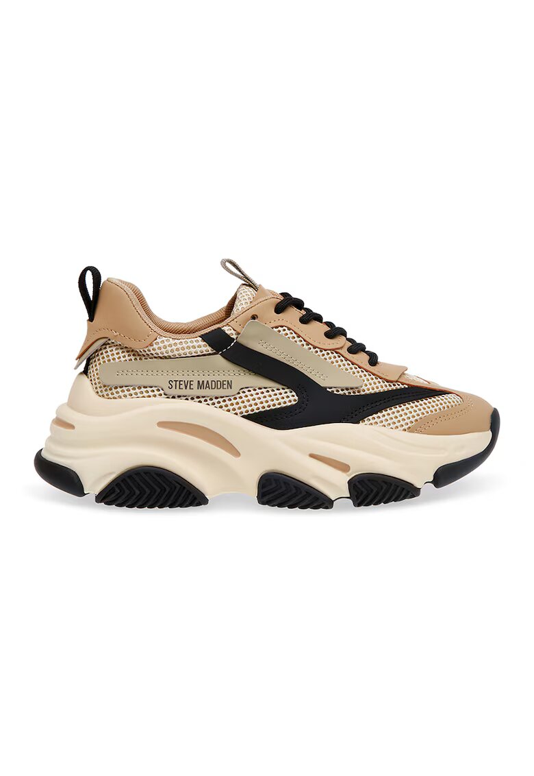 Steve Madden Спортни обувки Possession-E с мрежести зони - Слонова кост/Tъмносив