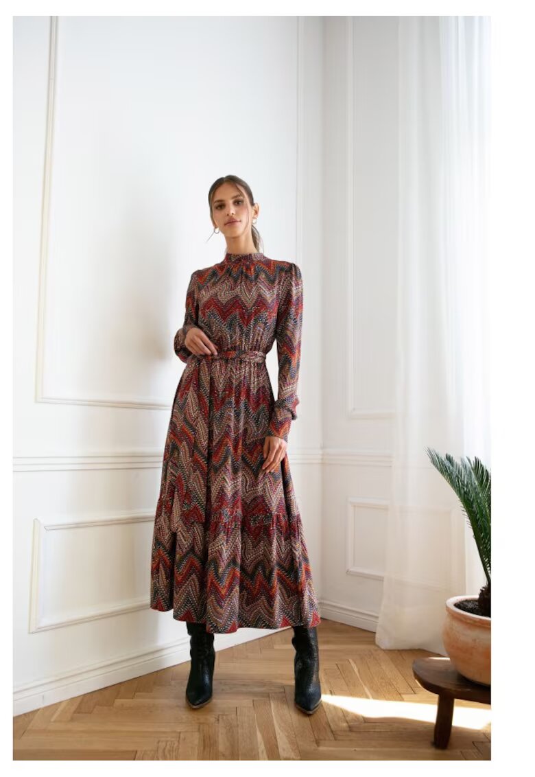 Stylove Макси рокля с - ацтекски принт - модел 1