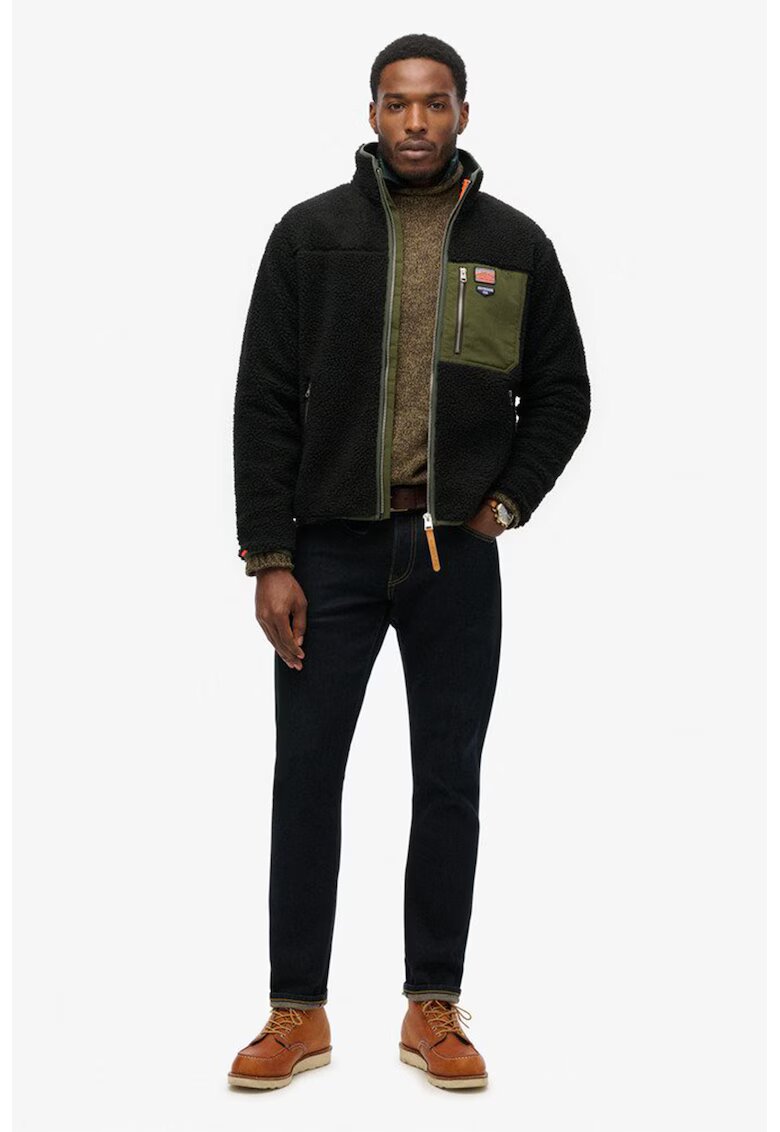 Superdry  Co SUPERDRY - Плюшено яке с цип - Зелен/Черен