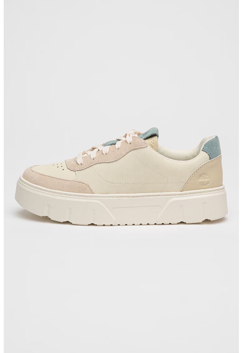 Timberland Кожени спортни обувки Laurel Court с велур - Бял/Tъмносив