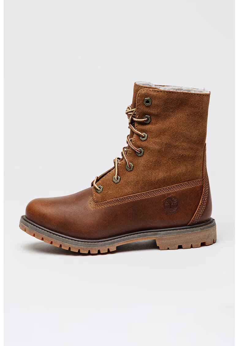 Timberland Непромокаеми боти от кожа с плюшена вата - Кафяв/Коняк