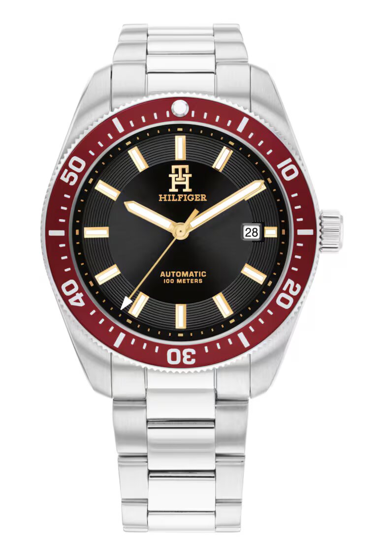 Tommy Hilfiger Часовник TH85 - автоматичен - черен циферблат - червен безел - 40mm - неръждаема стомана
