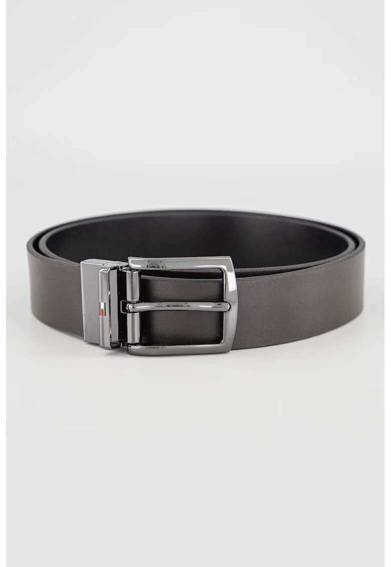Tommy Hilfiger Двулицев кожен колан Denton - Черен/Тъмносин