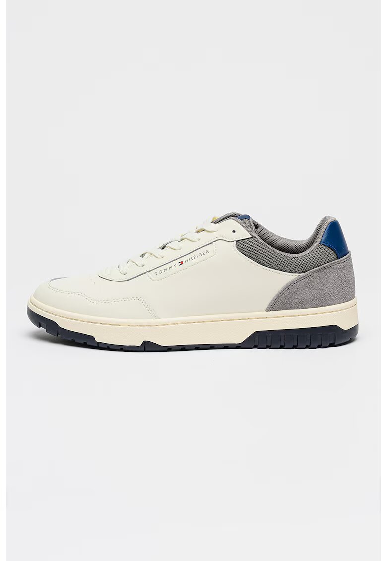 Tommy Hilfiger Кожени маратонки Core Lite с велур - Мръснобял/Светло бежово