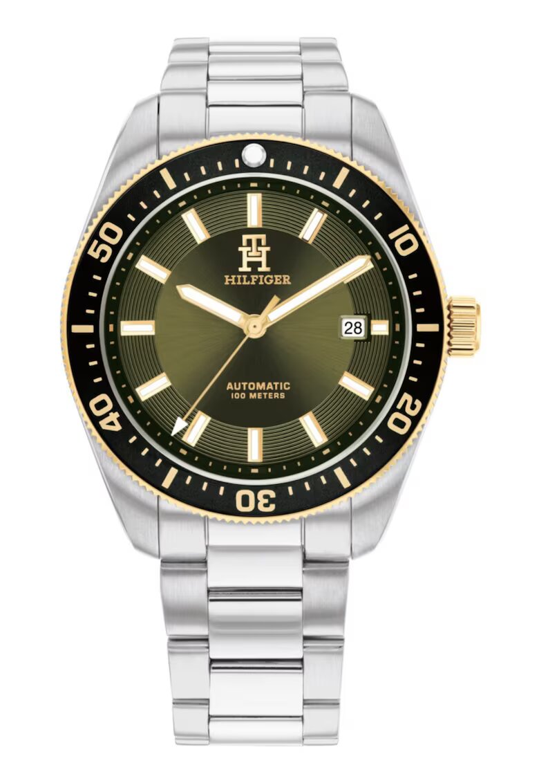 Tommy Hilfiger Мъжки часовник Th85 - 40 mm - зелена циферблата - автоматичен механизъм - неръждаема стомана - водоустойчивост 10 ATM