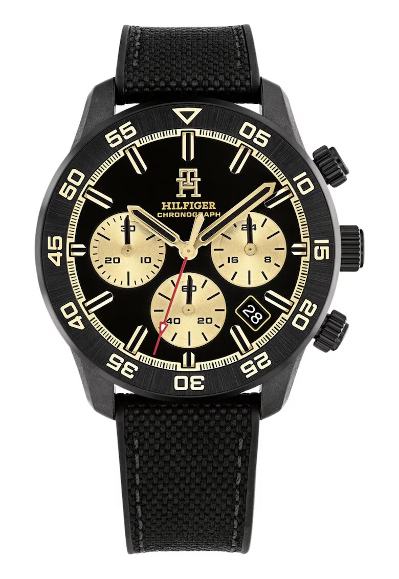 Tommy Hilfiger Мъжки часовник TH85 - черен карбон - 42mm - водоустойчив до 50m