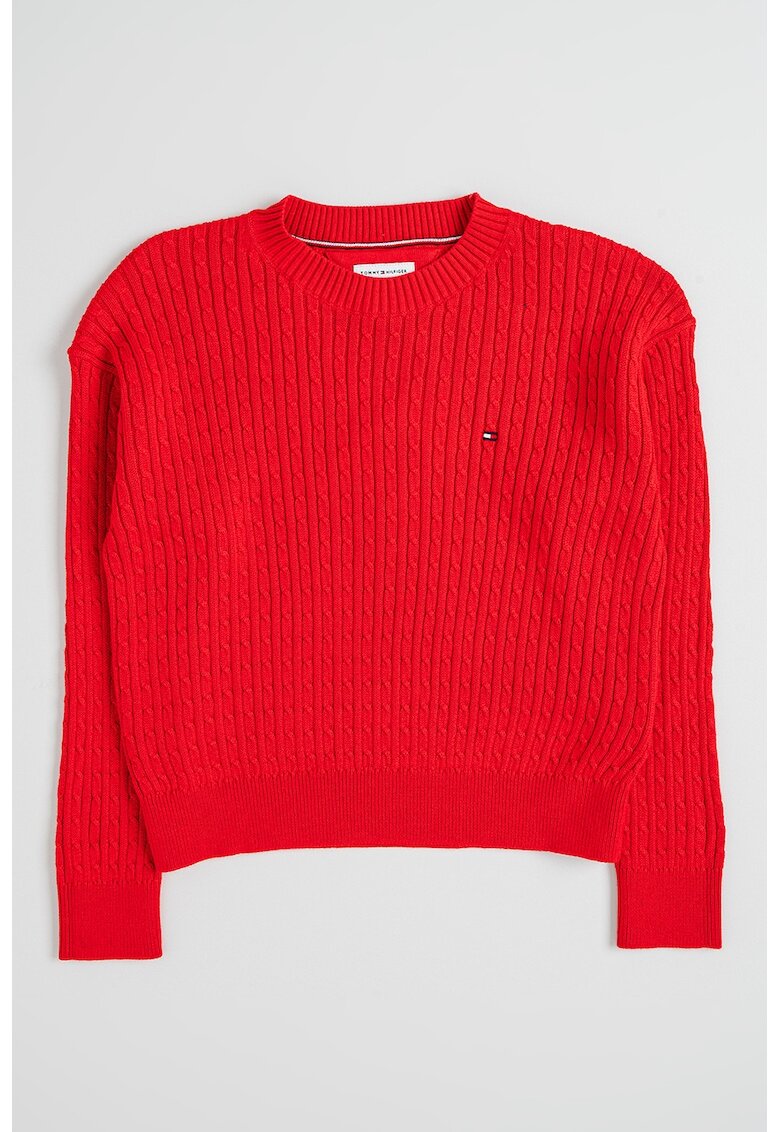 Tommy Hilfiger Памучен пуловер с плетка осморка