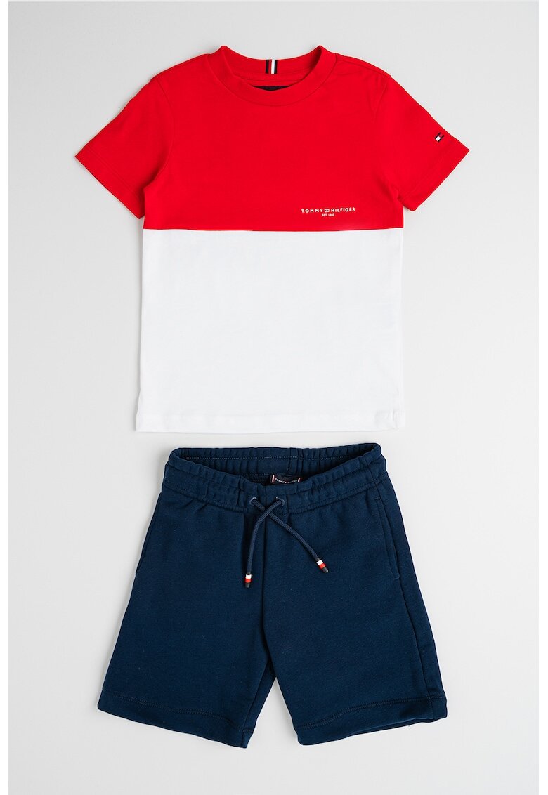 Tommy Hilfiger Тениска и шорти с връзка - 2 части - Червен/Бял/Ултрамарин синьо