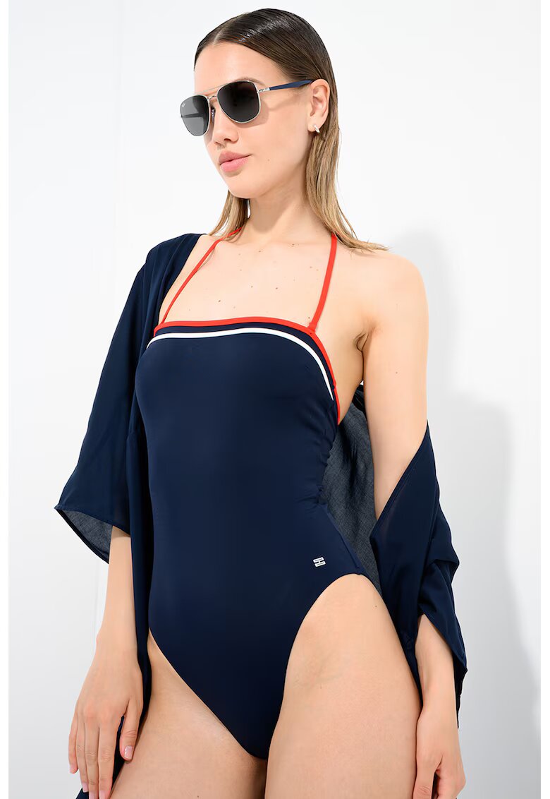 Tommy Hilfiger Цял бански тип бандо - Червен/Тъмносин