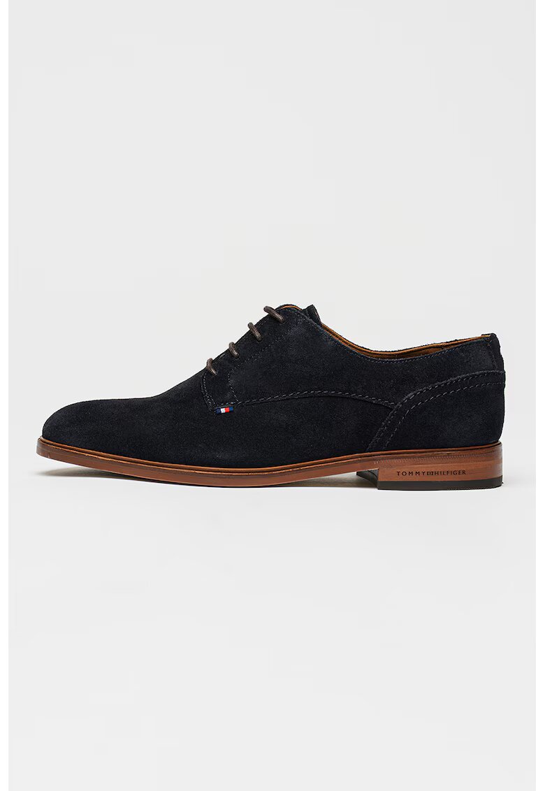Tommy Hilfiger Велурени обувки Derby - Черен/Карамел