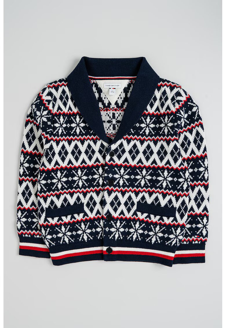Tommy Hilfiger Жилетка с принт и копчета - Ултрамарин синьо/Аленочервен