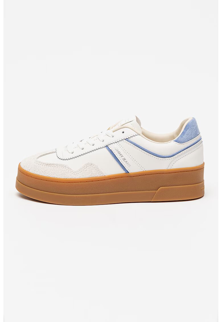 Tommy Jeans Спортни обувки The Greenwich с равна платформа - Индигово синьо/Мръснобял