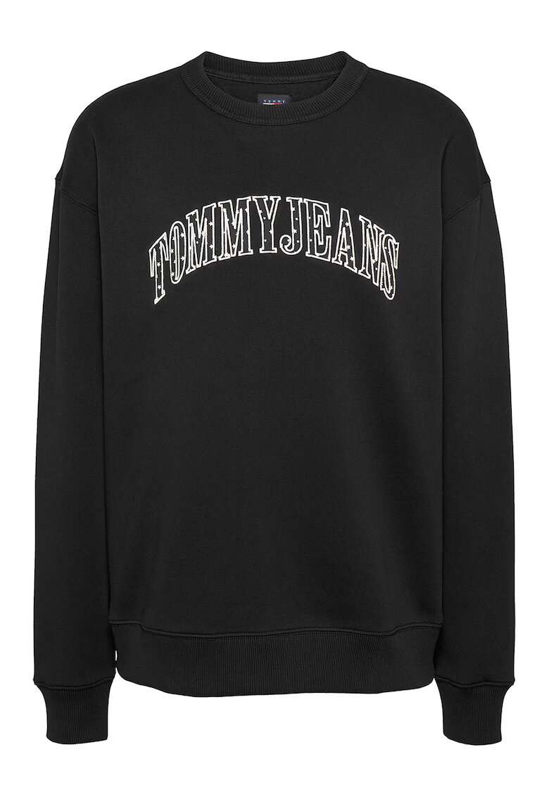 Tommy Jeans Суитшърт с памук и лого - Слонова кост/Черен
