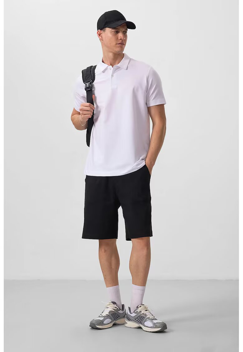 TommyLife Мъжка тениска polo от памук и еластан - бяла - regular fit