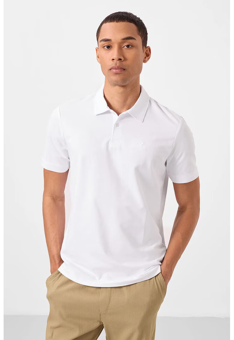 TommyLife Мъжка тениска polo от памук с еластан - бяла - regular fit