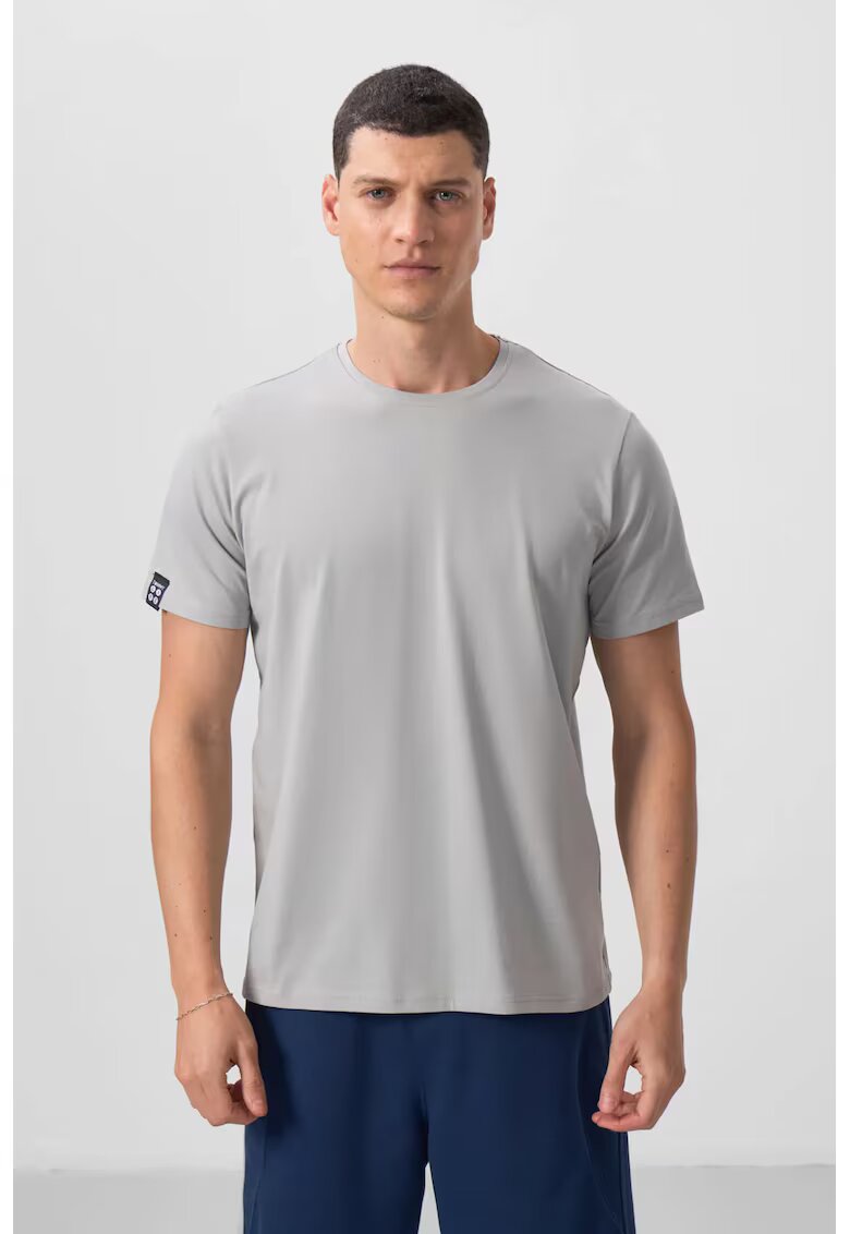 TommyLife Тениска Comfort Fit - кръгло деколте - светлосива - еластична трикотажна материя