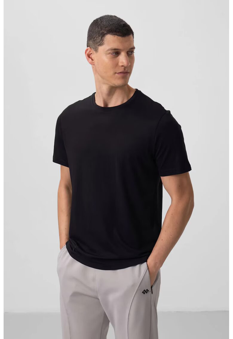 TommyLife Тениска Comfort Fit свободна черна памук еластан